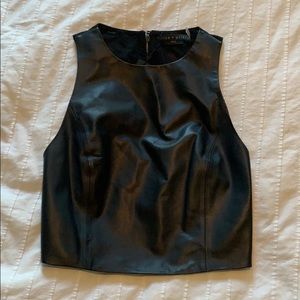 NWT black leather Alice + Olivia crop top
